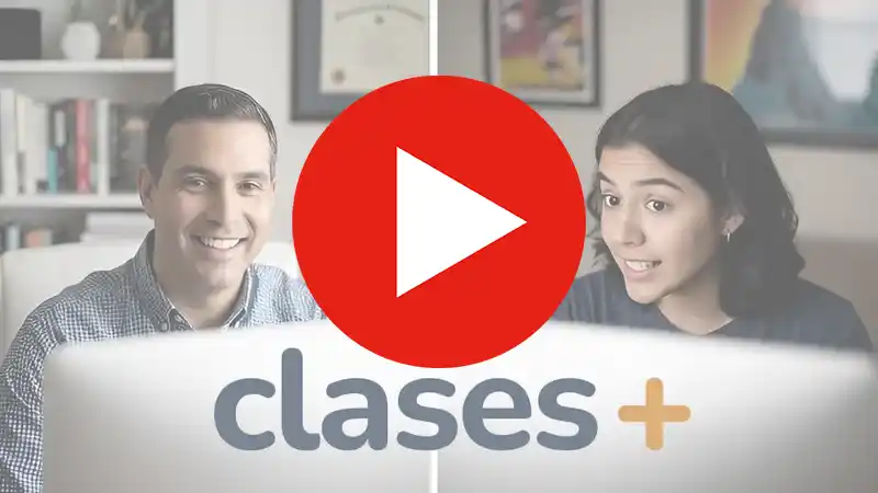 un profesor y una estudiante representando una clase, reproducir video de youtube