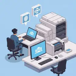 Dibujo de señora sentada en computador ofimática, informática y configuración de equipos