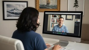 alumno y profesor en una videollamada para la imagen de suscribir de clasesplus