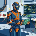 Catálogo de inteligencia artificial programación robótica, ilustración de robot humanoide, clases plus